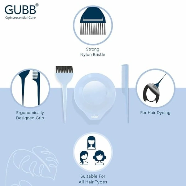 GUBB Hair Coloring Kit Blue - Hair Dye Brush with Strong Nylon Bristles, Perfect for Hair Dyeing & Mehandi, Tail Comb & Mixing Bowl, Reusable & Easy to Clean