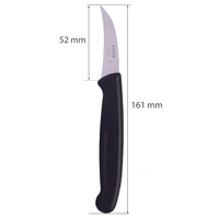 KOHE Curved Paring Knife, Stainless Steel Vegetable & Fruit Cutting Carving Blade Knife for Professional and House Use (1120.1 Black) - 161 mm, Black