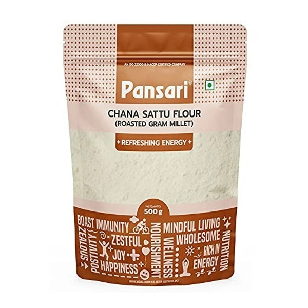 Pansari Roasted Chana Flour 500gm – High Protein, High Fiber, Low Sodium, Cholesterol-Free, Gluten-Free| For Healthy & Energetic Life