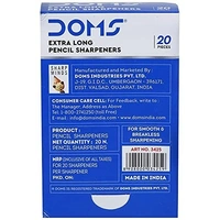 DOMS Non-Toxic Extra Long Multicoloured Pencil Sharpener | Box Pack, 20 Pieces | Smooth & Breakless Sharpening | Pack of 20 x 2 Set