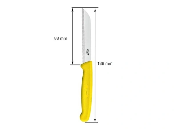 KOHE Standard Serrated Multipurposes Stainless Steel Kitchen Knife - 188 mm, Black
