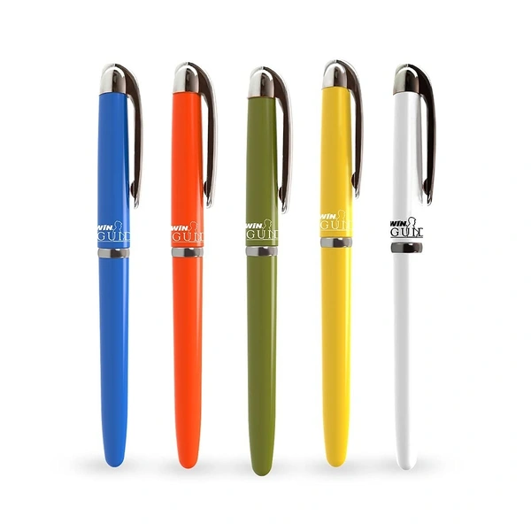 WIN Guide Ball Pens | 10 Blue Ink Pens | 0.6 mm Tip | Smooth Writing | Lightweight Multicoloured Body Available in 5 Colours | Refillable Pen | School,...