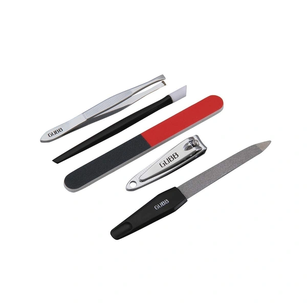 GUBB Manicure Kit - Nail Clipper, Nail Filer, Nail Buffer, Cuticle Remover & Flat Tweezer 2 in 1 Foot Brush with Pumice Stone For Foot Dead Skin Removal