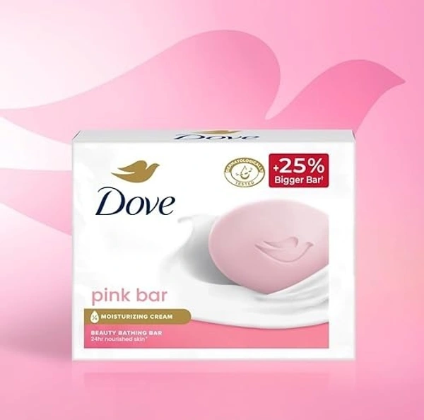 Dove Pink Beauty Bar pack of 3, 125g each for Even Toned Nourished Skin with Plant Based Cleansers and pH balanced formula