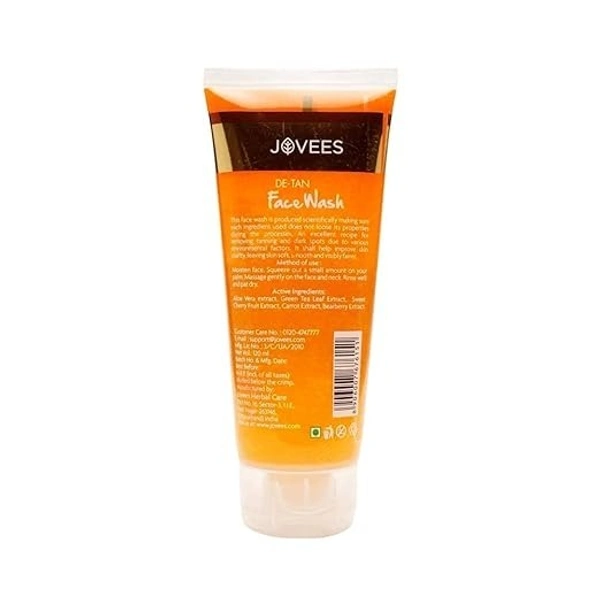 Jovees Herbal Detan Facewash For Glowing and Clear Skin With Liquorice & bearberry Ext. | Gentle Cleanser For Brighten, Even Tone and Hydrates