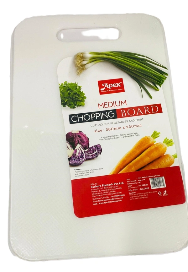 Apex Chopping Board 360×230 mm – Plastic Thick Non-Slip Cutting Board With Handle For Kitchen – & Antibacterial Surface For Fruits, Vegetables, Cheese And More. - 360*230 mm, White