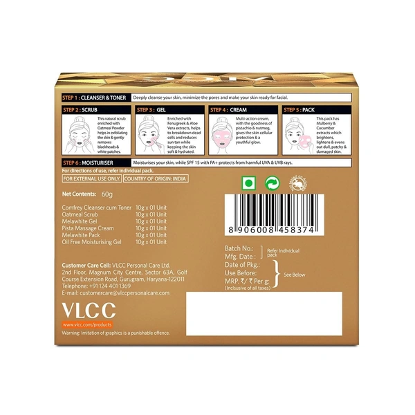 VLCC Anti Tan Facial Kit - 60 g | Power of 25 Vital Ingredients | Fights Sun Tan, Dark Spots, and Sun Spots | Even Nourishes and Protects Skin from UV Rays.
