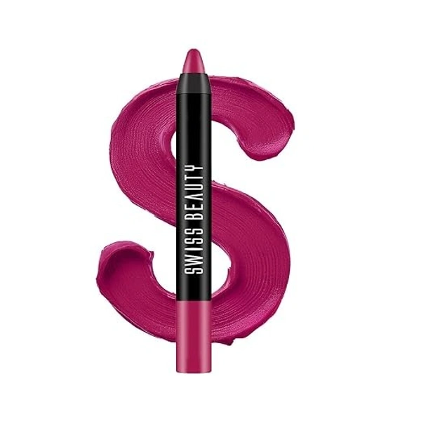 Swiss Beauty Matte Long Lasting Stay Maxx Lip Crayon Crayon Lipstick - 3.5g, Plum Pick