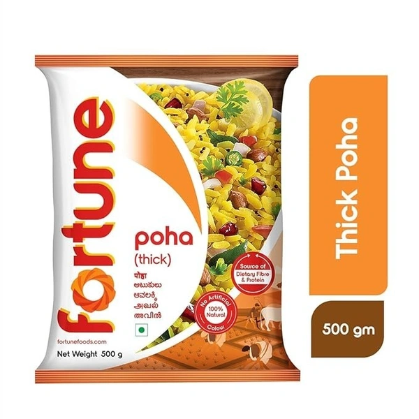 FORTUNE Thick Poha, Source of Fibre and Protein, 500grams