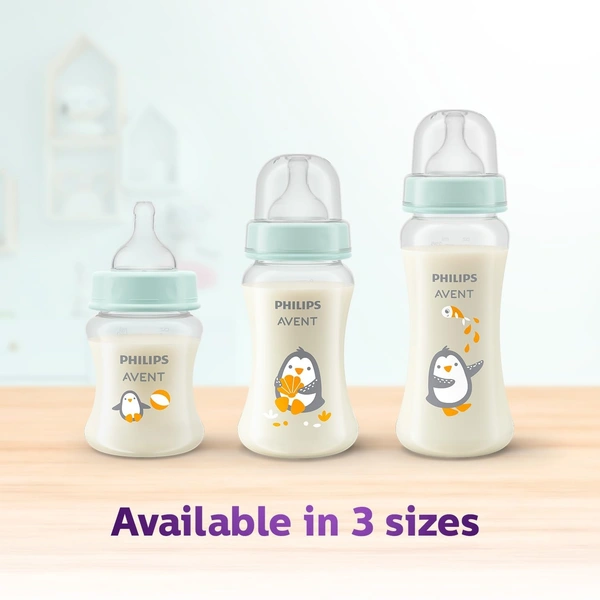 Philips Avent Grow Plastic Feeding Bottle | Anti-Colic | Easy Fill,Easy Clean|BPA Free | with 6M+ Flow Teat | 330 ML - 330 ML, Multi-color