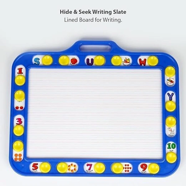 Avis Educational Hide & Seek Slate Writing Board 2 in 1 to Write and Learn Their Preschool Lessons for Kids (Blue Colour) - 27*20*3 cm, Blue
