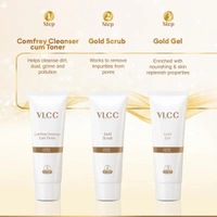 VLCC Gold Facial Kit, Bright & Glowing Skin - 60g | Pamper your Skin for a Luminous Glow | Parlour Glow with 24K Gold Bhasma, Rose Extracts, Turmeric...