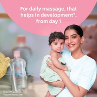 Johnson's Baby Oil with Vitamin E, Non-Sticky for easy spread and massage, 200ml
