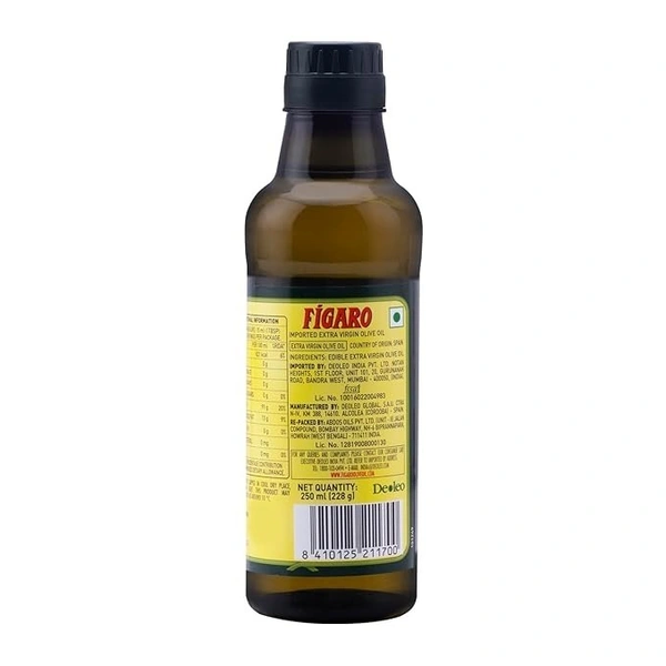 Figaro Extra Virgin Olive Oil- 100% Natural and Cold Extracted-Perfect for Salad, Paratha, Marinade - Imported from Spain- 250ml Bottle