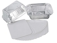 Aluminium Foil Container Box with Lid Pack for Food Packing, Baking, Takeaway | Disposable Foil Box for Meal Prep Storage Kitchen | Use and Throw Food Parcel Containers - Medium, Sliver