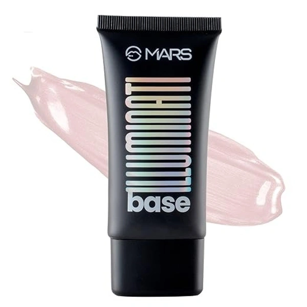 MARS Illuminati Base Dewy Primer with Highlighter | Glowy Dewy Primer for Face Makeup  - 45 ML, PInk Beam