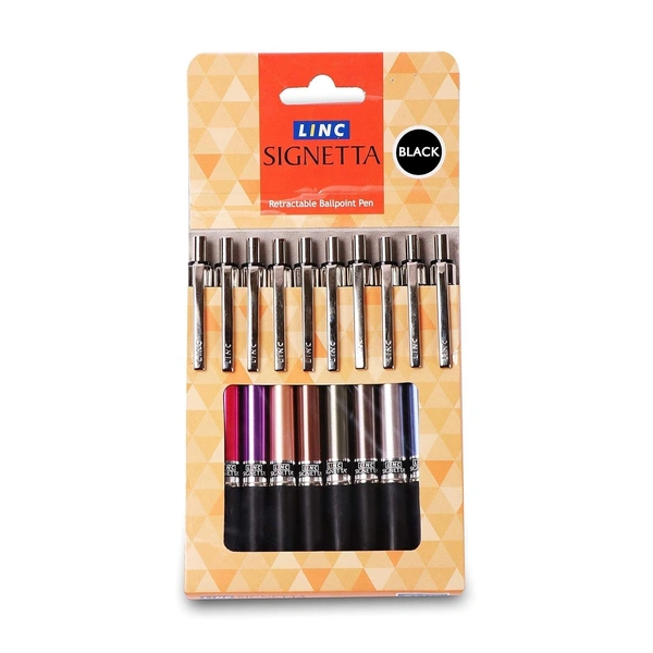 Linc Signetta 0.7 mm Retractable Ball Pens | Blue Ink | Pack of 10