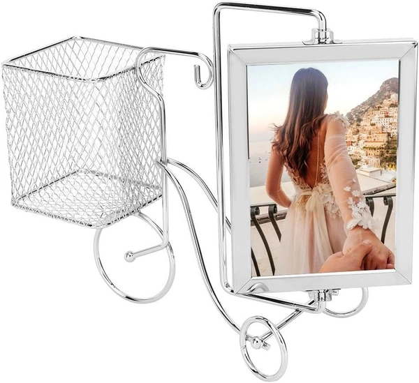 Creative Metal Picture Frame Unique Bike Shape Metal Pen Holder Table Decoration Home Table Decoration - SS