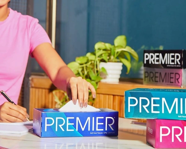 Premier Soft Face Tissue | Paper Box 2ply 100 Pulls Per Box  | Soft & Absorbent Facial Tissues | Disposable Tissues for home, Car tissue box, Office Use tissue paper - 20 * 20 cm, White
