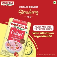 Weikfield Custard Powder | Strawberry Flavor | Makes Smooth & Creamy Custard | 75g Carton