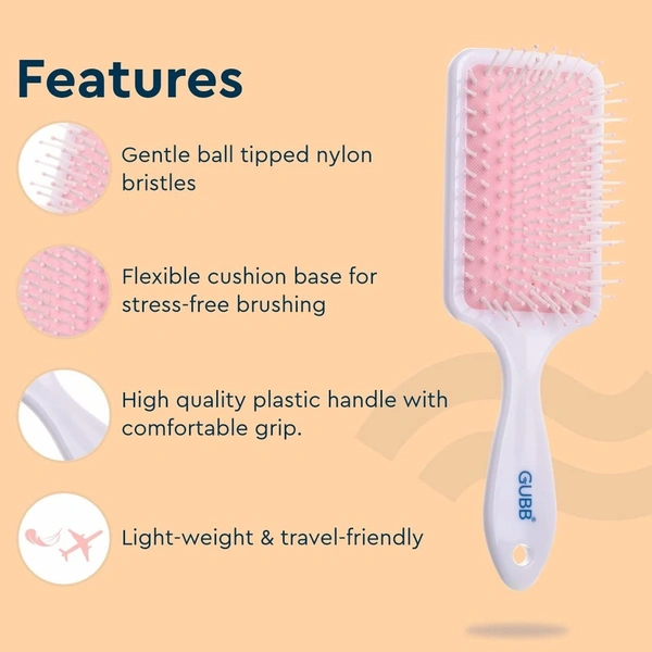 GUBB Tropical Bloom Paddle Hair Brush for Detangle & Straighten Hair - Ultra Soft & Flexible Nylon Bristles Great for Straightening, Smoothing out...