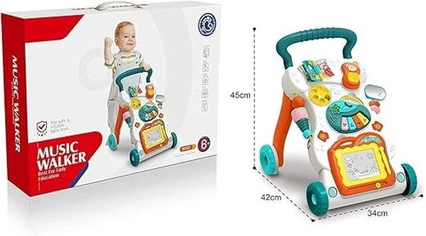 Baby Walker Walk Along The Music Walker,Baby Walker with Activities, Music and Sound, Toys 3 Year Old 2 in 1 Use as Push & Pull Toys Sit-a-Stand Learning Walker - ‎56 x 10.5 x 41 cm; 3 kg, Multi-color