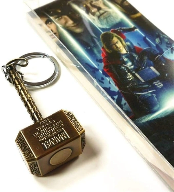 Marvel Thor Hammer - Marvel Avengers Superhero Metal Keychain & Keyring for Bikes, Cars, Bags, Home, Cycle, Men, Women, - Metalic