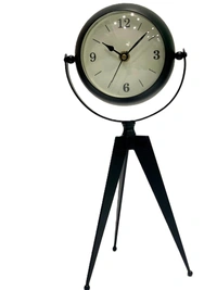 2 in 1 Clock & Mirror Silent Table Clock,Retro Classic Clock, Non-Ticking, Battery Operated, for Indoor/Living Room/Kitchen/Bedroom (Black) - 8W x 32H Centimeters, Black