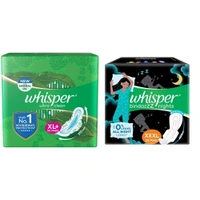 Whisper Ultra Clean Sanitary Pads For Women, Xl+ 50 Napkins And Whisper Night Xxxl 20 4987176237170