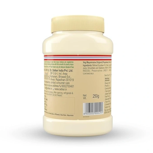 Dr. Oetker FunFoods Veg Mayonnaise Original, 250 grams, Creamy Mayo