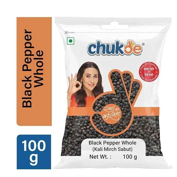 Chukde Kaali Mirch Sabut, Black Peppercorns Whole Spices, 100g - 100g