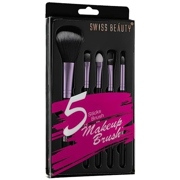 Swiss Beauty | 5 Sticks Makeup Brushes Set | Makeup Accessory | Set of 5 - 100G, Purple