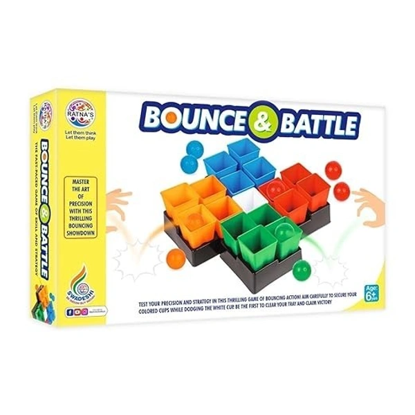 Generic Toy Mall Bounce & Battle with 4 Base Trays, 17 Cups & 12 Balls Game Series for Kids - Multi-color