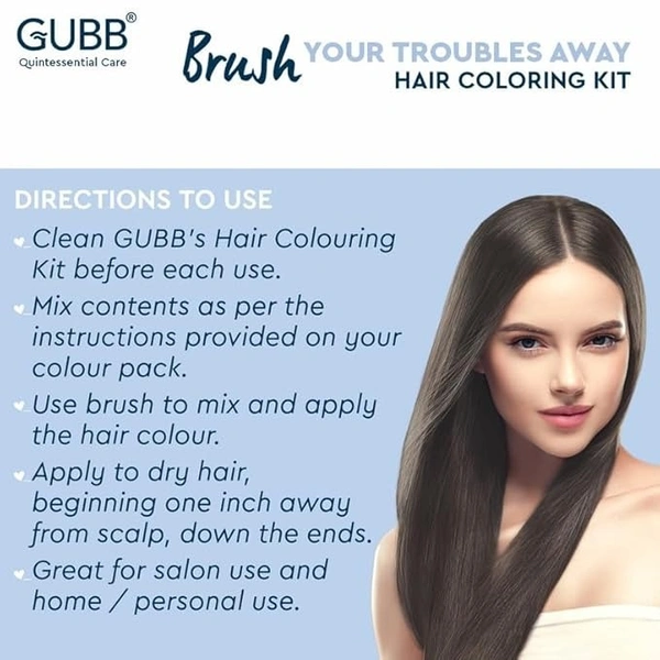 GUBB Hair Coloring Kit Blue - Hair Dye Brush with Strong Nylon Bristles, Perfect for Hair Dyeing & Mehandi, Tail Comb & Mixing Bowl, Reusable & Easy to Clean