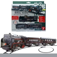 Rail King Intelligent Classical Smoke Train – Rechargeable 16–Piece Set with Tracks, Locomotive & Carriages, Featuring Light, Sound & Realistic Water Smoke for Kids  - 24 x 20 x 3.5 cm, Multi-color