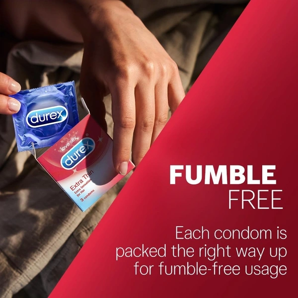 Durex Condoms, Extra Thin For Extra Sensation - Pack of 3N Condoms - 180 mm