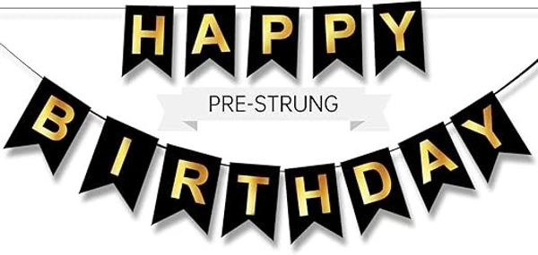 Happy Birthday Banner - Black