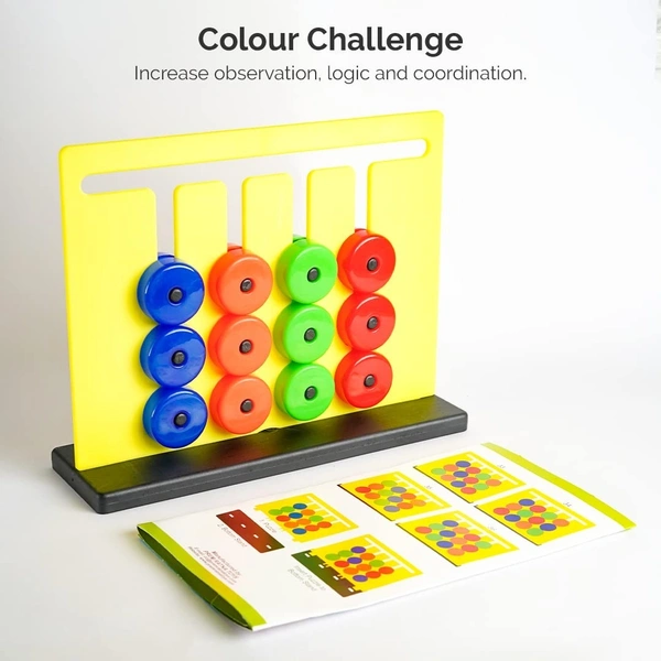 RATNA'S Colour Challenge Montessori Slide & Match Puzzles - Brain Game for Kids | Fun and Colourful Pattern Making Activity Toys | Early Development and Learning Kids Toys - 23.5*7 cm, Multi-color