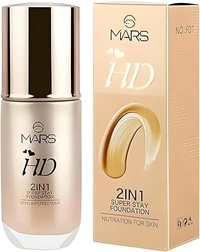 Mars Hd 2 in1 Super Stay Liquid Matte Foundation For All Skin Type Light Weight Waterproof F07 60Ml  - 60ML