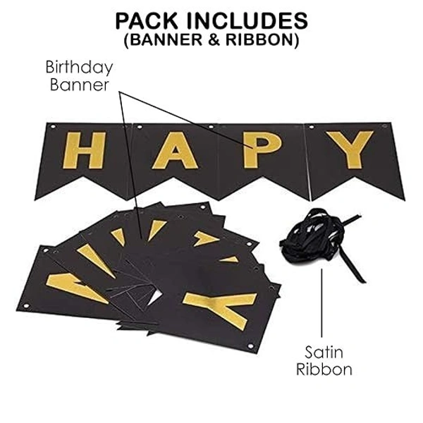 Happy Birthday Banner - Black