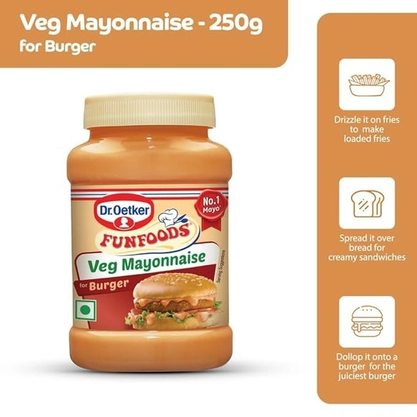 Dr. Oetker FunFoods Dr. Oetker Fun Foods Veg Mayonnaise Burger, Made with 38% Tomatoes, 250grams