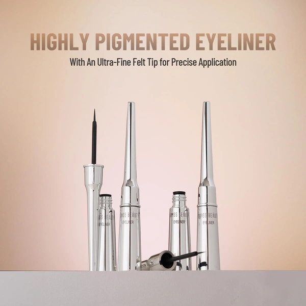 Swiss Beauty Liquid Eyeliner | Long Lasting | Water Resistent | Deep Rich Black Pigment | Quick Drying & Non-Fading | Eye Makeup  - Black