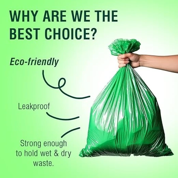 Beco Eco-Friendly Garbage Bags | 30 Bags | Dustbin/Trash Bags with Detachable Drawstrings | For Dry & Wet waste - 43 * 48 cm