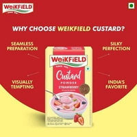 Weikfield Custard Powder | Strawberry Flavor | Makes Smooth & Creamy Custard | 75g Carton