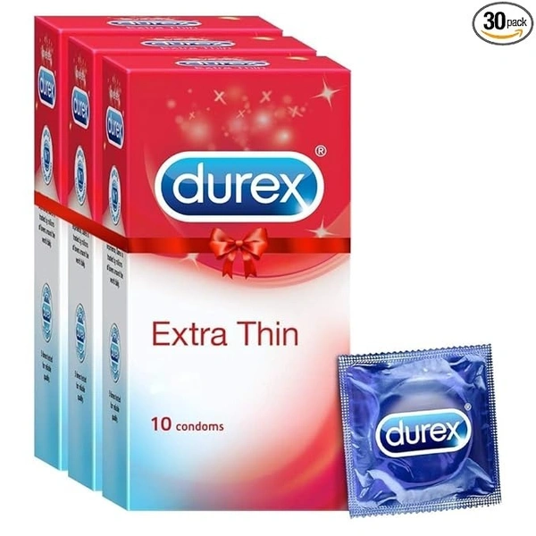 Durex Condoms, Extra Thin For Extra Sensation - Pack of 10N Condoms - 180mm
