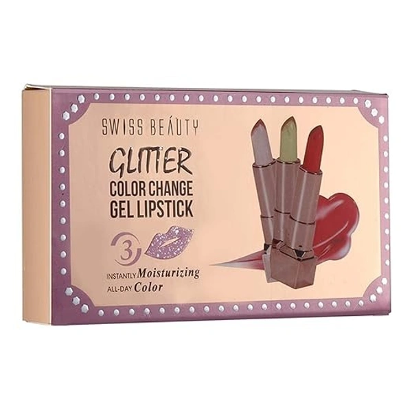 Swiss Beauty Glitter Color Change Gel Lipstick | Moisturising | Glossy Finish | Gives a Natural Colour | Lightweight  - 3.6g, Orange