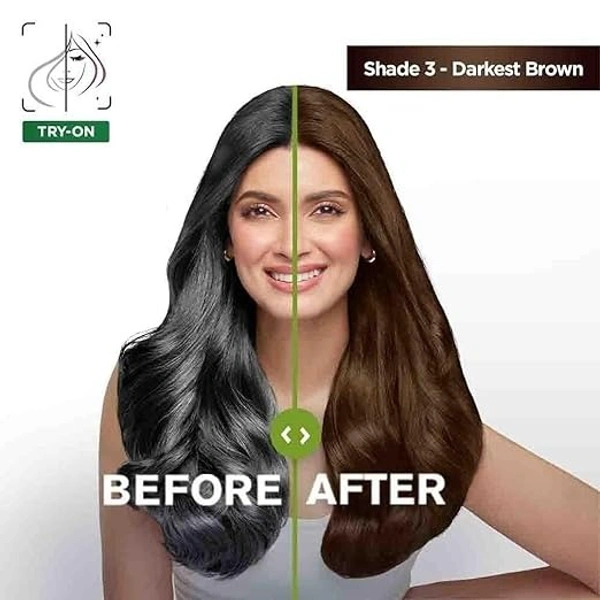 Garnier, Hair Colouring Creme, Long-lasting Colour, Smoothness & Shine, Color Naturals 70ml + 60g with Vitamin C Face Serum 7ml worth 129INR - Offer Pack (Shade 3 Darkest Brown) - 70ml+60g