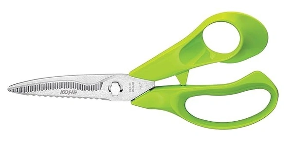 KOHE 5 in 1 Multi - Purpose Stainless Steel Detachable Kitchen Scissors with 1 Standard Non Serrated Classic Kitchen Knife | Kitchen Knife Set - 10 Centimetres, Multi-color