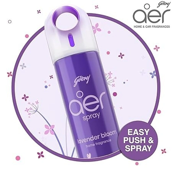 Godrej aer Spray | Room Freshener for Home & Office - Lavender Bloom (220 ml) | Long-Lasting Fragrance