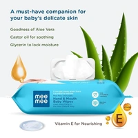 Mee Mee Gentle Hand and Mouth Baby Wipes (White, 1 Pack, 72 Pieces) 